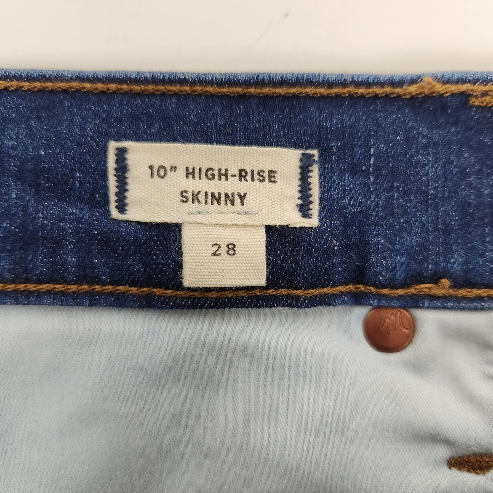 Madewell 10" High-Rise Skinny Jeans In Hannah Wash Button Fly Blue Denim Size 28 - Picture 9 of 15
